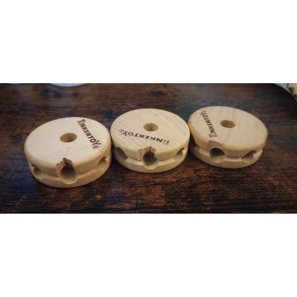 Tinkertoy Wooden Spools Lot of 42 Replacement Parts Building Toy Wood Retro